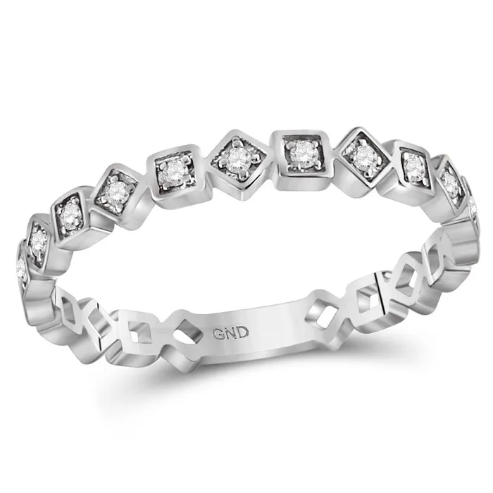 10kt White Gold Womens Round Diamond Squares Stackable Band Ring 110 Cttw mayamila Rings 10kt White Gold Womens Round Diamond Squares Stackable Band Ring 110 Cttw mayamila Rings