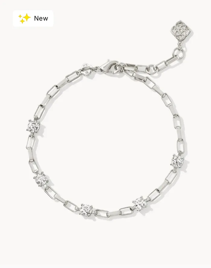 KENDRA SCOTT Bracelets KENDRA SCOTT Lexi Silver Chain Bracelet in White Crystal 9608866146 KENDRA SCOTT Bracelets KENDRA SCOTT Lexi Silver Chain Bracelet in White Crystal 9608866146