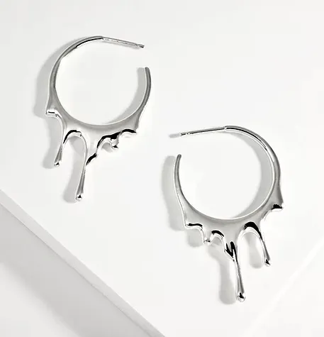Marie June Jewelry Earrings Dripping Circular Small Hoop Silver