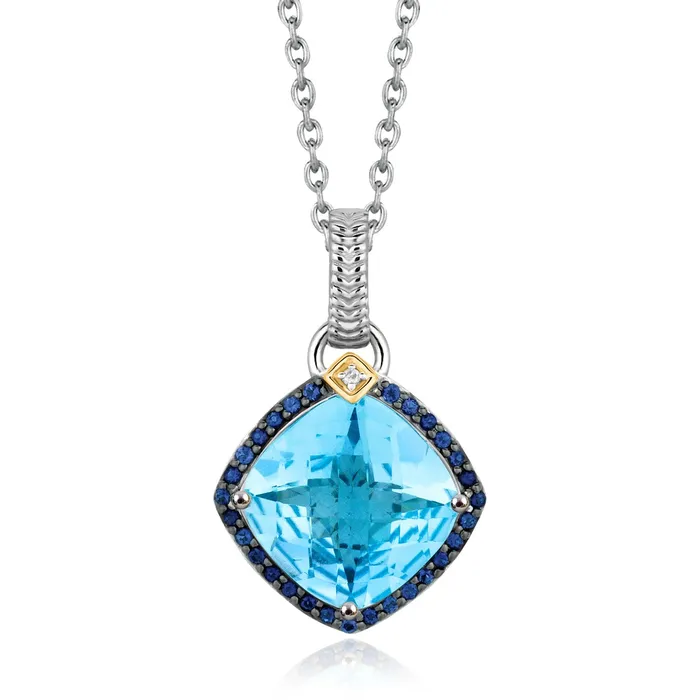 MayaMila Necklaces 18k Yellow Gold and Sterling Silver Cushion Multi Gemstone and Diamond Pendant MayaMila Necklaces 18k Yellow Gold and Sterling Silver Cushion Multi Gemstone and Diamond Pendant