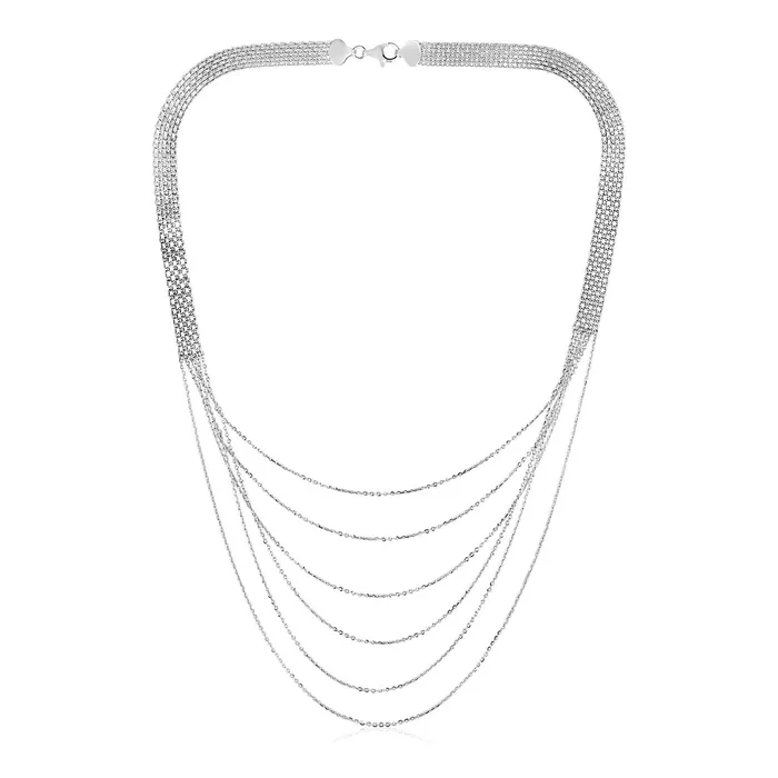 MayaMila Necklaces Sterling Silver 20 inch Six Strand Textured Chain Necklace MayaMila Necklaces Sterling Silver 20 inch Six Strand Textured Chain Necklace