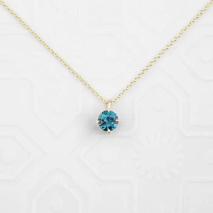 Necklaces Envero Jewelry Alice Necklace 5mm Montana Sapphire 14k Yellow Gold One of a kind Necklaces Envero Jewelry Alice Necklace 5mm Montana Sapphire 14k Yellow Gold One of a kind