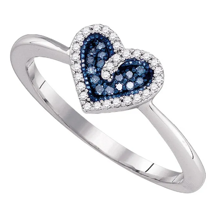 Rings 10kt White Gold Womens Round Blue Color Enhanced Diamond Heart Love Ring 110 Cttw mayamila Rings 10kt White Gold Womens Round Blue Color Enhanced Diamond Heart Love Ring 110 Cttw mayamila