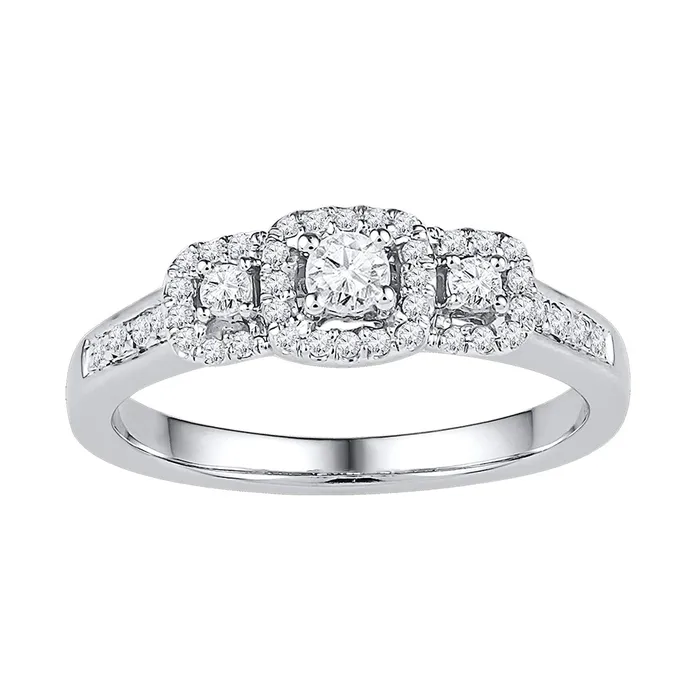 Rings mayamila 10kt White Gold Womens Round Diamond 3stone Bridal Wedding Engagement Ring 38 Cttw Rings mayamila 10kt White Gold Womens Round Diamond 3stone Bridal Wedding Engagement Ring 38 Cttw