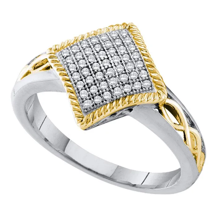 Rings mayamila 10kt White Gold Womens Round Diamond Diagonal Square Milgrain Frame Cluster Ring 16 Cttw Rings mayamila 10kt White Gold Womens Round Diamond Diagonal Square Milgrain Frame Cluster Ring 16 Cttw