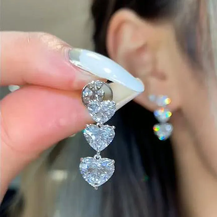 Shineofdiamond Elegant Heart Cut Sterling Silver Stud Earrings Earrings