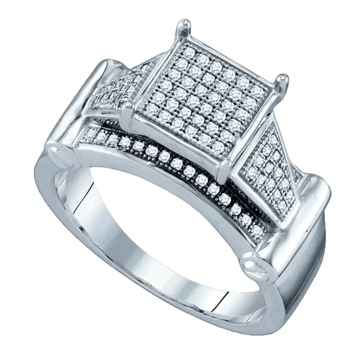 Sterling Silver Womens Round Diamond Elevated Square Cluster Bridal Wedding Engagement Ring 14 Cttw mayamila Rings Sterling Silver Womens Round Diamond Elevated Square Cluster Bridal Wedding Engagement Ring 14 Cttw mayamila Rings