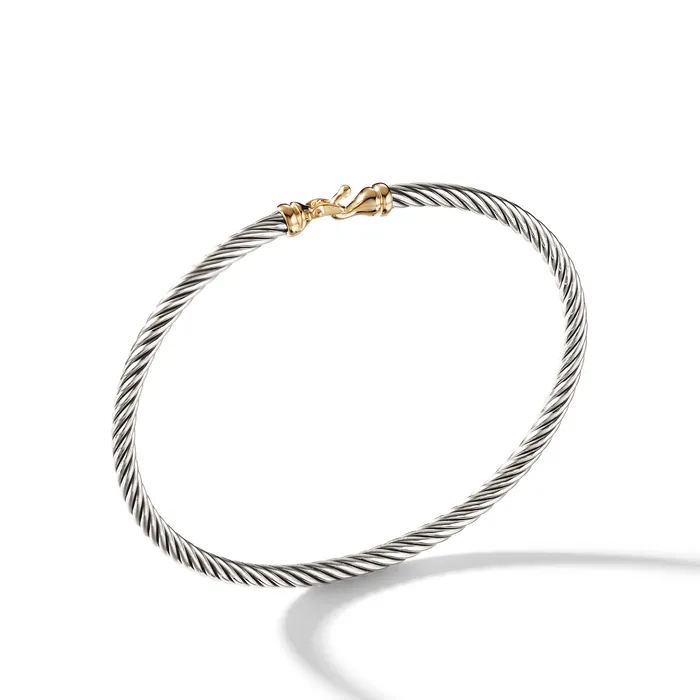 David Yurman Buckle Classic Cable Bracelet in Sterling Silver with 18K Yellow Gold 3mm Bracelets David Yurman Buckle Classic Cable Bracelet in Sterling Silver with 18K Yellow Gold 3mm Bracelets