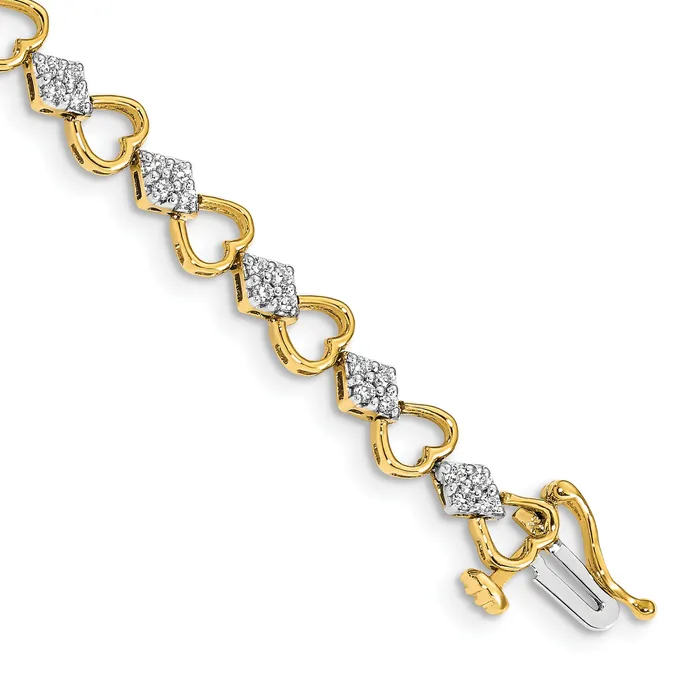 Bracelets Goldia 14k Yellow Gold 1 Ct Lab Grown Diamond VSSI G 75 inch Heart Link Bracelet Bracelets Goldia 14k Yellow Gold 1 Ct Lab Grown Diamond VSSI G 75 inch Heart Link Bracelet