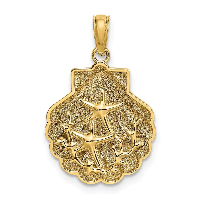 Charm Necklaces 14k Yellow Gold Reversible Starfish and Coral in Shell Charm Goldia Charm Necklaces 14k Yellow Gold Reversible Starfish and Coral in Shell Charm Goldia