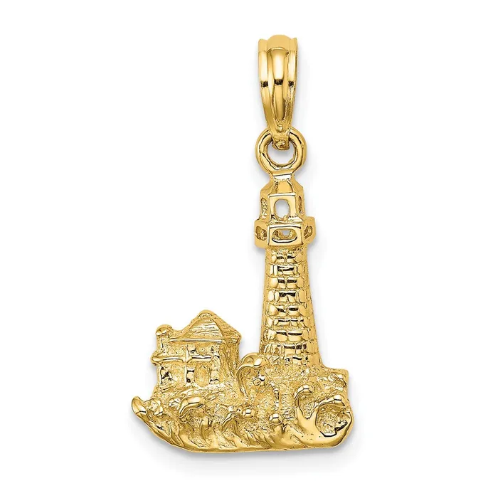 Charm Necklaces Goldia 14k Yellow Gold 2D Lighthouse W Waves and Buildings Charm Charm Necklaces Goldia 14k Yellow Gold 2D Lighthouse W Waves and Buildings Charm