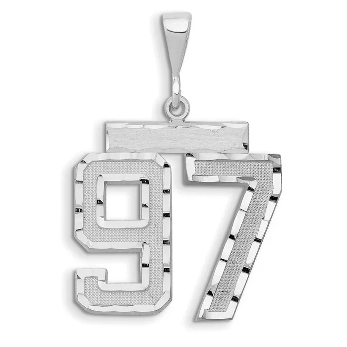 Goldia Charm Necklaces 14k White Goldw Small Brushed Diamondcut Number 97 Charm Goldia Charm Necklaces 14k White Goldw Small Brushed Diamondcut Number 97 Charm