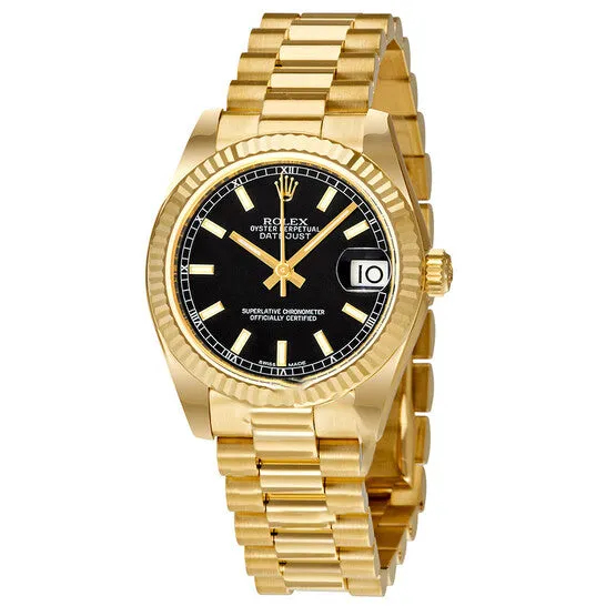 JMS always Original Rolex LadyDatejust 31 Black Dial 18K Yellow Gold President Automatic Ladies Watch 178278BKSP PreStyled Sets JMS always Original Rolex LadyDatejust 31 Black Dial 18K Yellow Gold President Automatic Ladies Watch 178278BKSP PreStyled Sets