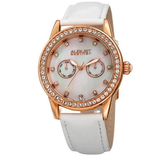 JMS always Watches Original August Steiner Quartz White Dial White Leather Ladies Watch AS8234WT JMS always Watches Original August Steiner Quartz White Dial White Leather Ladies Watch AS8234WT